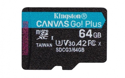 Card micro SDXC 64GB Clasa 10 UHS-I Canvas GO Plus, Kingston SDCG3/64GBSP